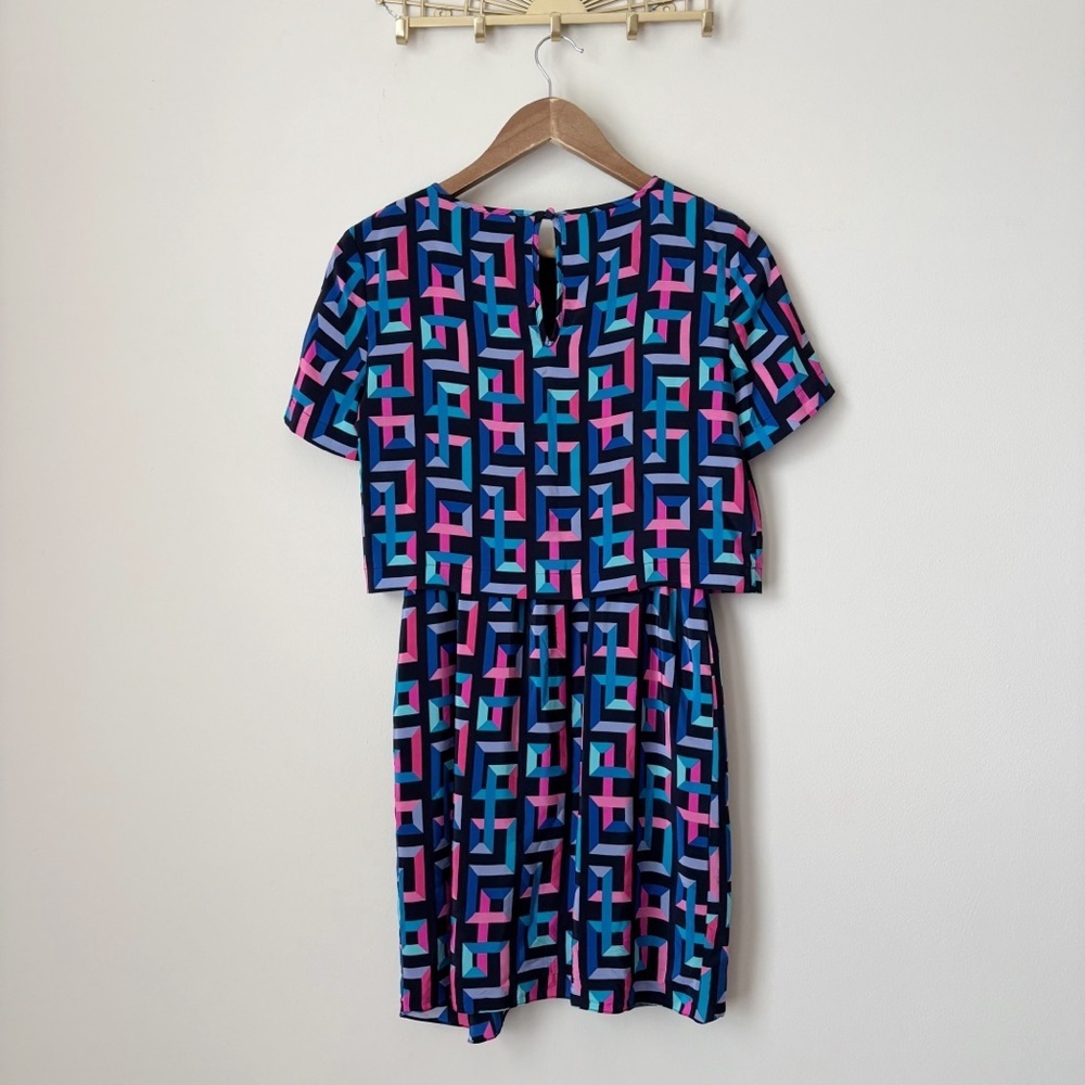 Amanda Uprichard Geometric Print Layered Silk Dress XS - Picture 5 of 8